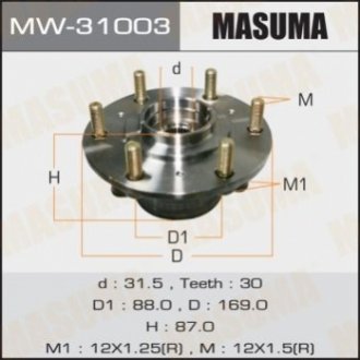 MW31003 MASUMA Ступица колеса переднего в сборе с подшипником Mitsubishi L200 (07-), Pajero Sport (08-) (MW31003) MASUMA