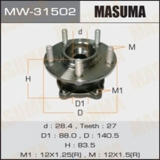 MW31502 MASUMA Ступица колеса заднего в сборе с подшипником Mitsubishi Outlander (06-12) 4WD (с ABS) (MW31502) MASUMA