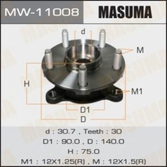 MW11008 MASUMA Ступица колеса переднего в сборе с подшипником Lexus GS 350 (11-15), IS 250 (05-15) (MW11008) MASUMA