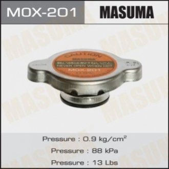 MOX201 MASUMA Кришка радіатора Honda/ Mazda/ Mitsubishi/ Nissan/ Subaru/ Suzuki/ Toyota 0.9 bar (MOX-201) MASUMA