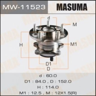 MW11523 MASUMA Ступица колеса заднего в сборе с подшипником Toyota Venza (09-16) (с ABS) (MW11523) MASUMA