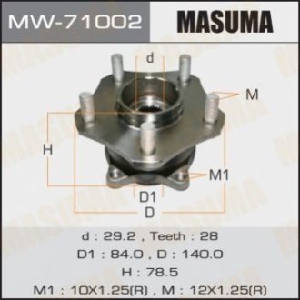 MW71002 MASUMA Ступица колеса переднего в сборе с подшипником Suzuki Grand Vitara (05-) (MW71002) MASUMA