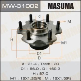 MW31002 MASUMA Ступица колеса переднего в сборе с подшипником Mitsubishi Pajero (00-) (MW31002) MASUMA