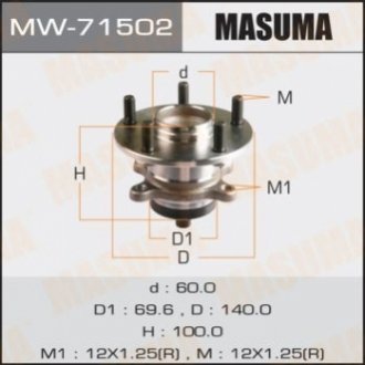 MW71502 MASUMA Ступица колеса заднего в сборе с подшипником Suzuki SX 4 (06-) (с ABS) (MW71502) MASUMA