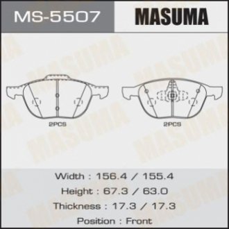 MS5507 MASUMA Колодка тормозная передняя Ford Focus (04-)/ Mazda 3 (03-), 5 (05-15) (MS5507) MASUMA