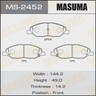 MS2452 MASUMA Колодка тормозная передняя Nissan Note (05-12), Tida (04-12) (MS2452) MASUMA