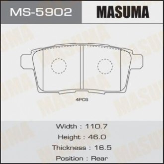 MS5902 MASUMA Колодка тормозная задняя Mazda CX-7 (06-11), CX-9 (08-12) (MS5902) MASUMA