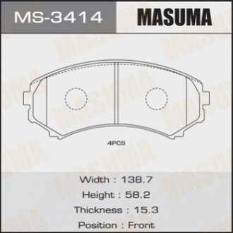 MS3414 MASUMA Колодка тормозная передняя Mitsubishi Pajero (00-) (MS3414) MASUMA