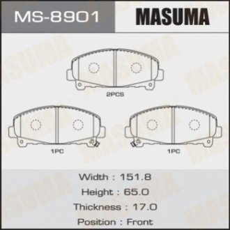 MS8901 MASUMA Колодка тормозная передняя Honda Accord (09-12) (MS8901) MASUMA