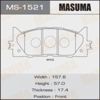 MS1521 MASUMA Колодка тормозная передняя Toyota Camry (06-) (MS1521) MASUMA