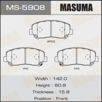 MS5908 MASUMA Колодка тормозная передняя Mazda CX-5 (11-) (MS5908) MASUMA