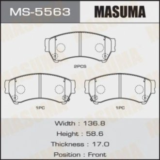 MS5563 MASUMA Колодка тормозная передняя Mazda 6 (07-12) (MS5563) MASUMA