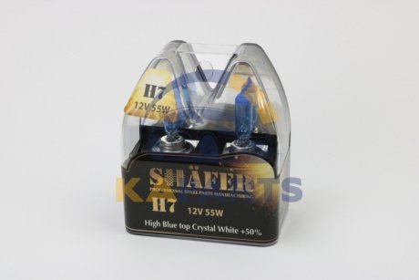 SL3007C SHAFER Лампа галогенова H7 12V55W High Blue top Crystal White +50% (комплект, пластиковий бокс 2шт)