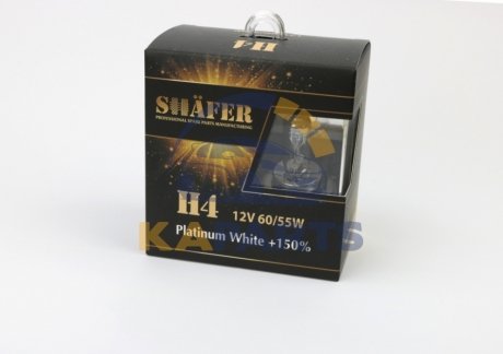 SL3004P SHAFER Лампа галогенова H4 12V60/55W Platinum White +150% (комплект, картонний бокс 2шт)