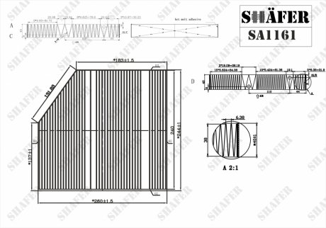 SA1161 SHAFER Фильтр салону MB C (A/C/S/W205), E (A/C238, W/S213), GLC (C/X253), 1.5-4.0 (13-)