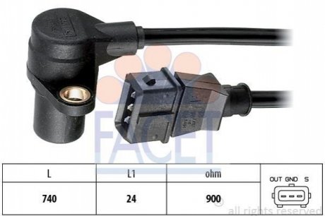 9.0214 FACET Датчик оборотов коленвала а Audi A6/A8 / VW Passat 2.3-2.8 i 95-> (9.0214) FACET