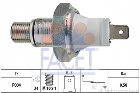 7.0119 FACET Датчик тиску оливи Ford Scorpio/Land Rover 2.4/2.5 TD/TDI 85-01