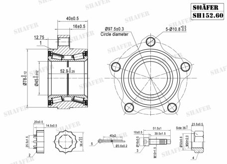 SH15260K SHAFER Подшипник ступицы передний Ford Transit (00-06) (45x53x78) (+монт. к-кт) (SH152.60K) SHAFER