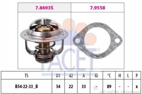 7.8693 FACET Термостат Opel Astra/Meriva/Zafira 1.7CDTI 03- (89C)