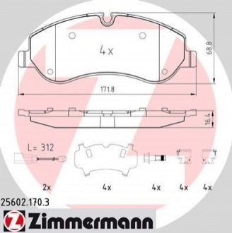 256021703 ZIMMERMANN Колодки гальмівні дискові, к-кт