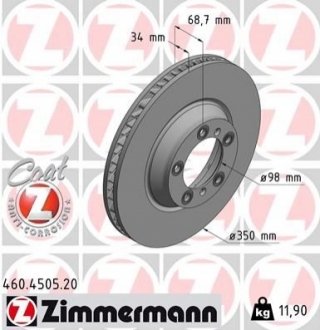 460450520 ZIMMERMANN Диск гальмівний Coat Z правий