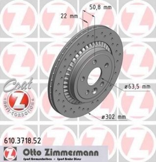 610371852 ZIMMERMANN Диск гальмівний SPORT Z