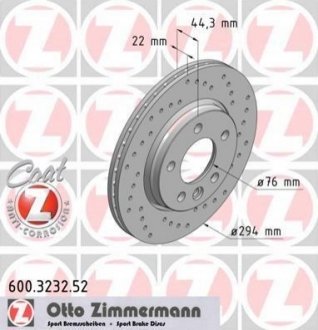 600323252 ZIMMERMANN Диск гальмівний SPORT Z