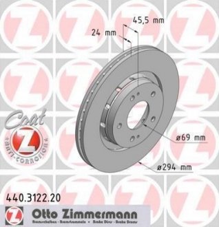 440312220 ZIMMERMANN Диск гальмівний Coat Z