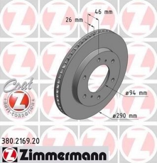 380216920 ZIMMERMANN Диск гальмівний Coat Z