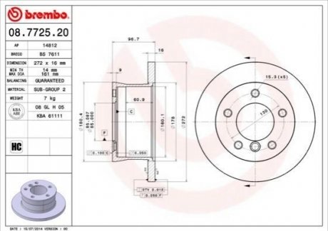 08.7725.20 BREMBO Диск тормозной