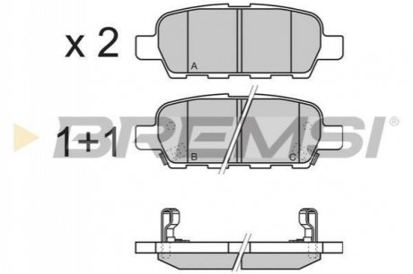 BP3351 BREMSI Гальмівні колодки зад. Qashqai/X-Trail 07- (39x105,4x13,7)