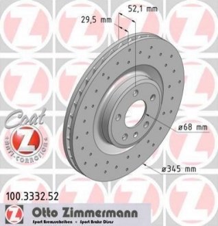 100333252 ZIMMERMANN Диск гальмівний SPORT Z