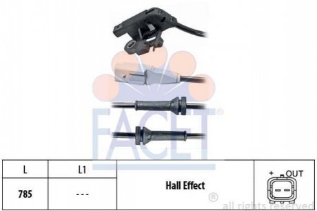 21.0031 FACET Датчик ABS Citroen C4 I, II/Peugeot 307 1.4-2.0D 00- задній Л/Пр