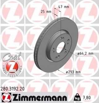 280.3192.20 ZIMMERMANN Диск тормозной
