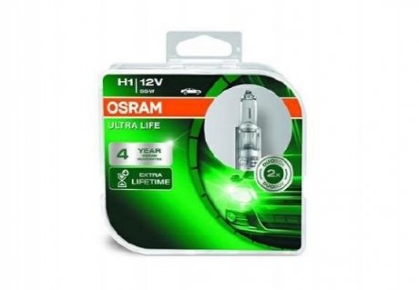 64150ULT-HCB OSRAM Лампа фарна H1 12V 55W P14,5s ULTRA LIFE (компл.) (вир-во OSRAM)