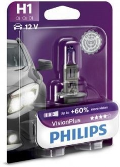 12258VPB1 PHILIPS Лампа розжарювання H1 12V 55W P14,5s VisionPlus (вир-во Philips)