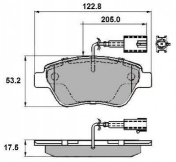 NP2142 NATIONAL Гальмівні колодки перед. Doblo 01- (Bosch) (122.8x53.6) з датчиком