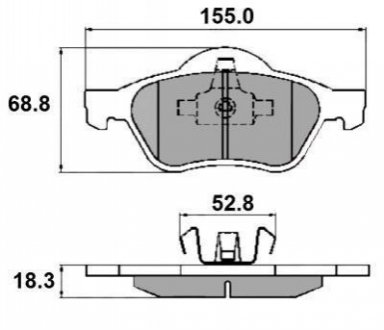 NP2161 NATIONAL Гальмівні колодки перед. Renault Laguna 01- (ATE) (156,3x68,8x18)