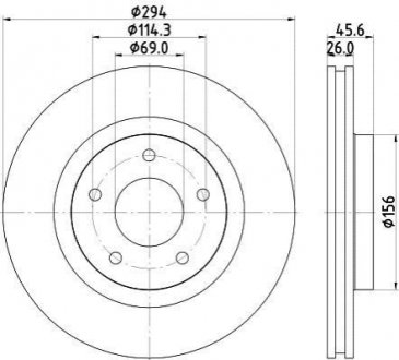 8DD355115-911 HELLA Гальмівний диск перед. C4/Compass/Patriot/ASX/Outlander/4008 06- 1.6-3.6 (PRO)