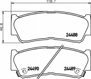 8DB355013-081 HELLA Гальмівні колодки зад. Hyundai Santa Fe 06-12 (mando) (118,6x47x15,6)