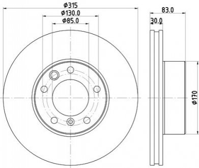 8DD355132-151 HELLA Гальмівний диск перед. MB W460/W461/W463 79- 2.3 -6.0 Pro HC