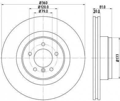 8DD355115-611 HELLA Гальмівний диск перед. Range Rover III 02-12 3.0-4.4 (PRO)