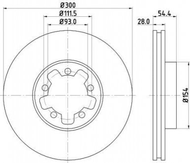 8DD355113-281 HELLA Гальмівний диск перед. Transit V347 06- (300mm) (PRO)