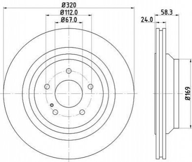 8DD355128-751 HELLA Гальмівний диск зад. W221/C216 05-13 2.2-5.5 (PRO) HC