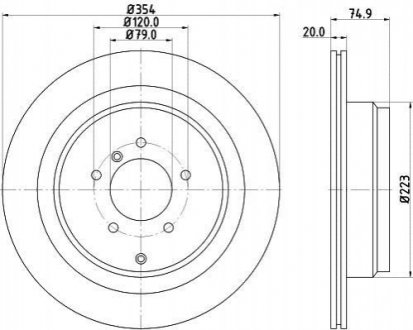 8DD355115-291 HELLA Гальмівний диск зад. Range Rover III 02-12 (354x20)