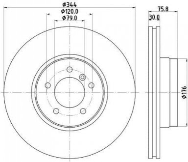 8DD355128-381 HELLA Гальмівний диск пер. RANGE ROVER III 02-05 (PRO)