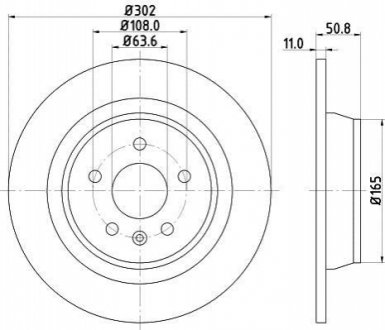 8DD355118-841 HELLA Гальмівний диск зад. Ford Mondeo IV 07- (302x11)