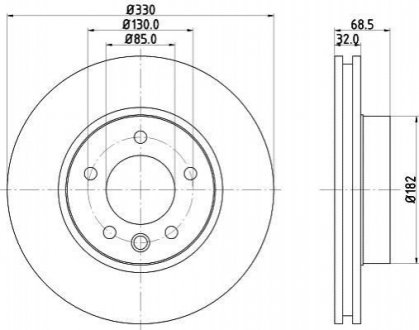 8DD355109741 HELLA Диск гальмівний з покриттям PRO; передн., прав.