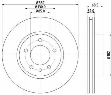 8DD355109721 HELLA Диск гальмівний з покриттям PRO; передн., лів.