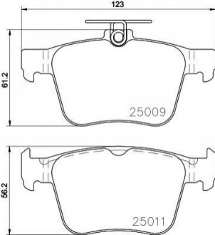 8DB355020261 HELLA Колодки гальмівні дискові комплект; задн.